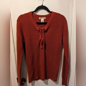 SAY WHAT? BURNT ORANGE, LONG SLEEVE SWEATER. SIZE MEDIUM